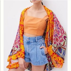 ANTHROPOLOGIE Multi Floral Cocoon Kimono